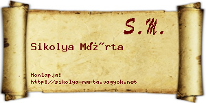 Sikolya Márta névjegykártya
